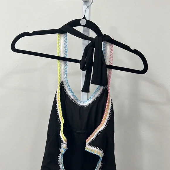 Platinum inspired by Solange Ferrarini Crochet Trim Swimsuit